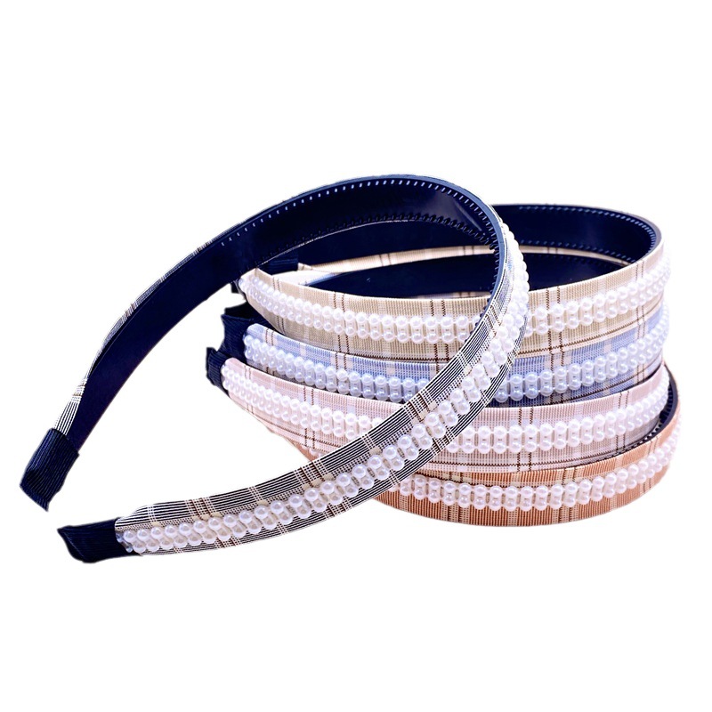 Nuevo estilo perla ensanchada tela arco diadema todo incluido diadema cabeza hebilla 2 yuanes tienda accesorios para el cabello accesorios para la cabeza