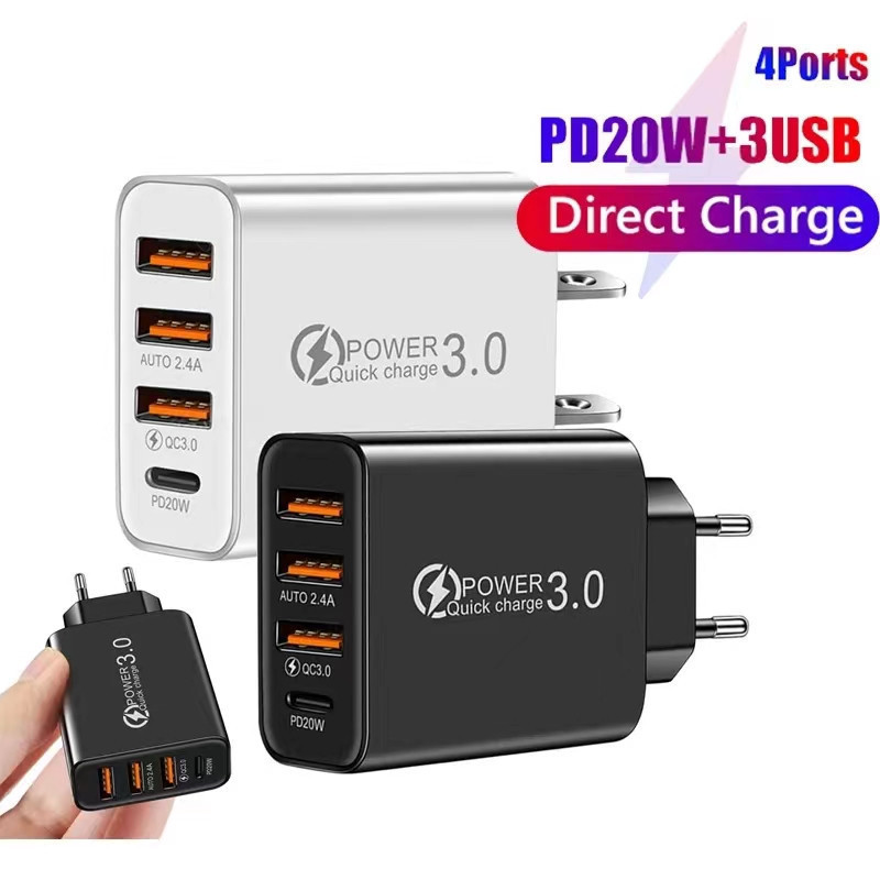 20W Multi-Port Fast Charging Head 3Usb+Pd Smart Charger Suitable for Apple and Huawei Mobile Phone Power Socket Adapter 20W Multi-Port Fast Charging Head 3Usb+Pd Smart Charger Suitable for Apple and Huawei Mobile Phone Power Socket Adapter