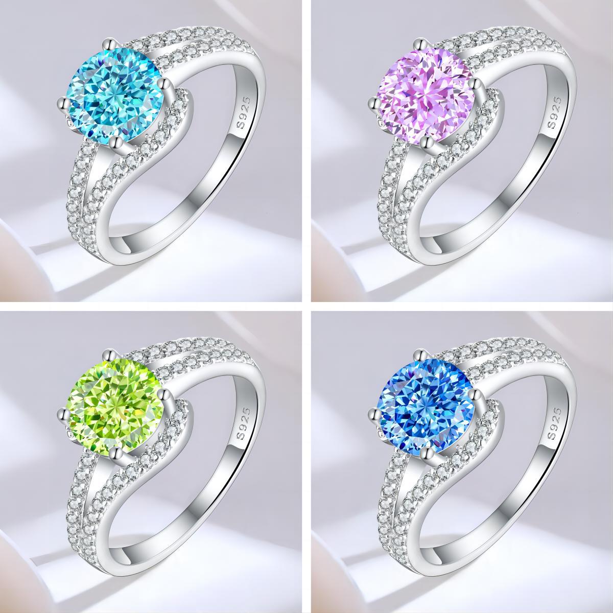 Sterling Silver Simple Style Classic Style Inlay Water Droplets High Carbon Diamond Rings display picture 4