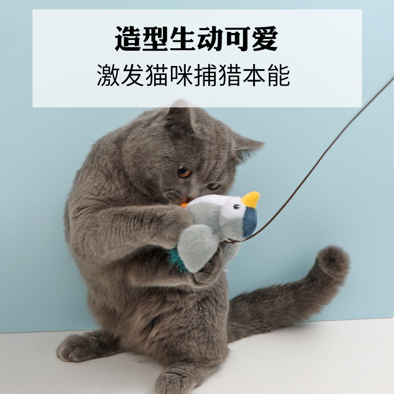 厂家批发猫咪玩具 宠物用品仿真叫叫鸟自嗨猫玩具发声玩具