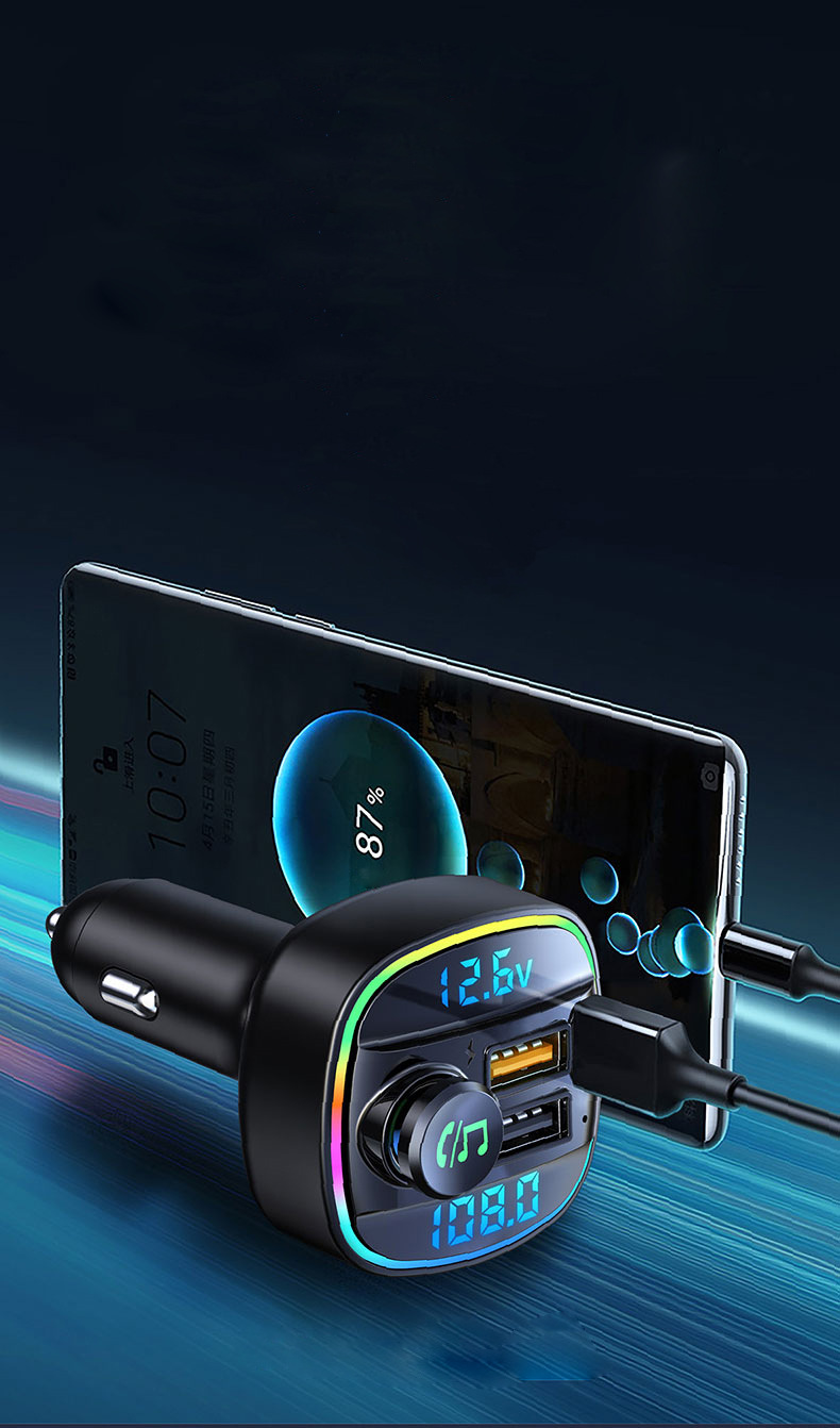 New car mp3 bluetooth player lossless sound quality fast charging car charger fm HD dual display transmitter