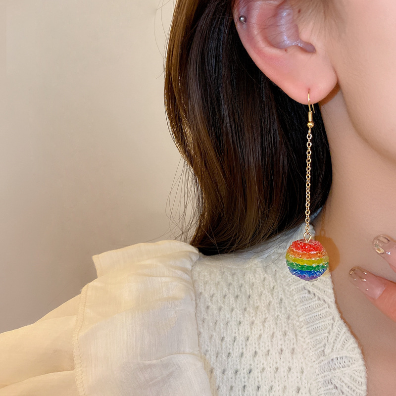 1 Pair Simple Style Rainbow Alloy Inlay Rhinestones Women's Drop Earrings display picture 4