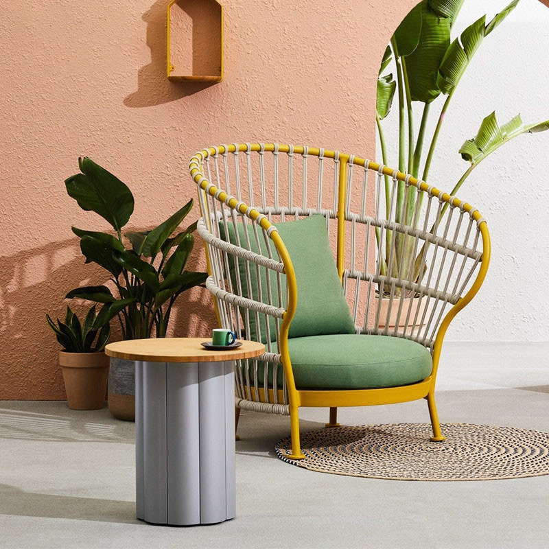 Casual sofá de caña sillas de tejido al aire libre muebles de patio balcón jardín al aire libre perezoso mesa de té combinación nórdica