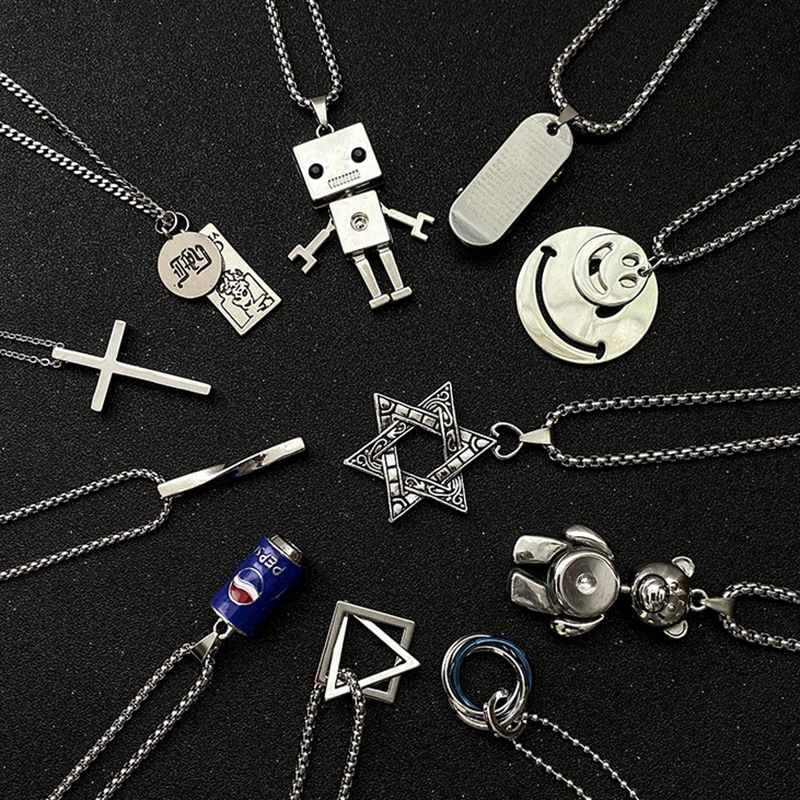 钛钢项链卫衣毛衣链男士潮牌百搭小众高级设计感痞帅配饰几何项链