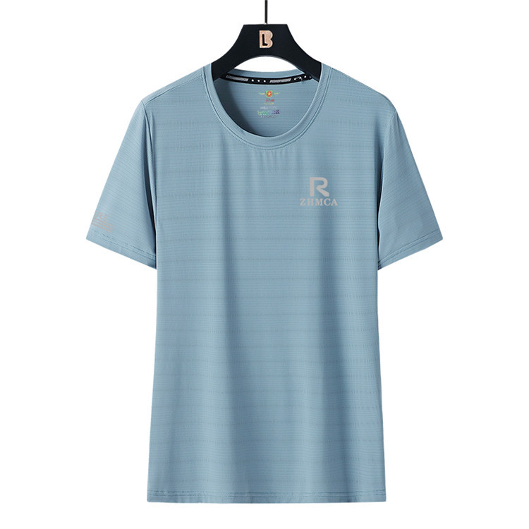 2022 verano nueva camiseta de manga corta de seda de hielo para hombres y mujeres de talla grande suelta ropa de aire acondicionado elástica de secado rápido para hombres al por mayor