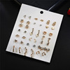 Cute earrings, diamond small set white jade, 12 pair, simple and elegant design