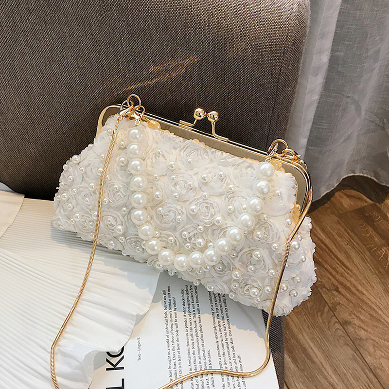 Pearl Bag Handbag Internet Popular Small Bag New Fashionable Korean Style All-match Lady Rivet Chain Shoulder Crossbody Bag Small Bag