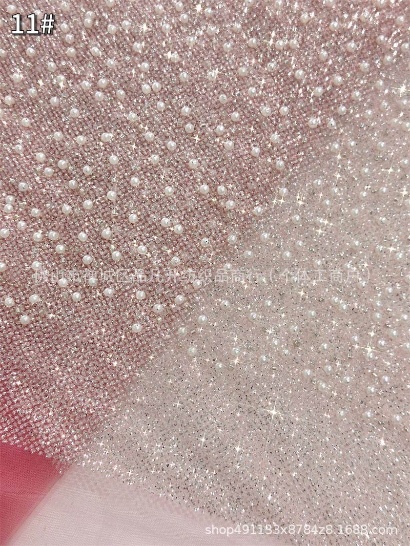 Nuevo fondo de polvo espumado cuentas bordadas telas de alta moda vestido cena fiesta vestido de tela
