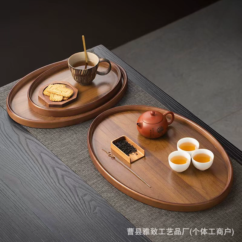 Китайский винтажный деревянный круглый поднос для дома димсам фруктовый поднос цельного дерева послеобеденный чай фруктовый поднос