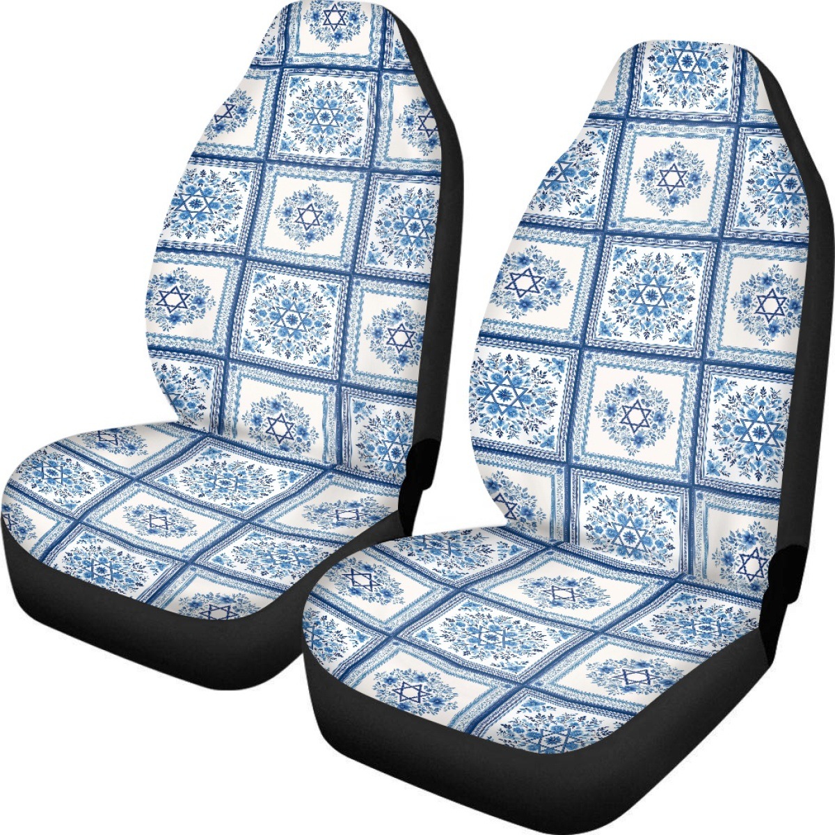 Amazon's best-selling car seat covers feature a Hanukkah candle print design and are custom-made with a non-slip backing. This set includes two pieces for the front seats
