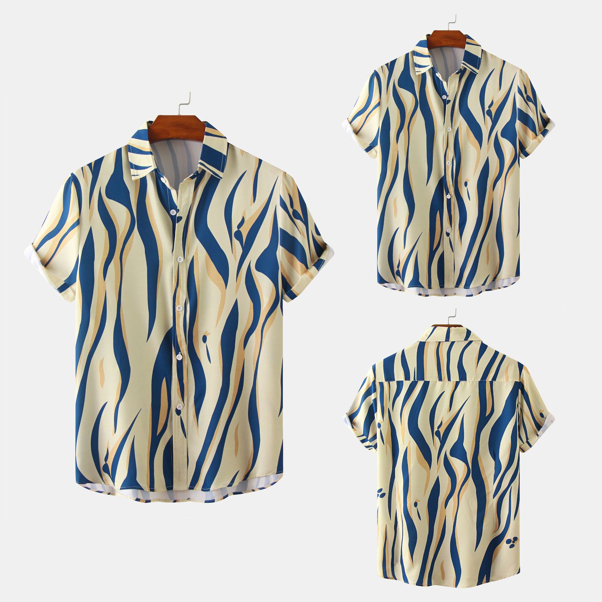 EBAY Comercio exterior 2022 verano nuevos hombres camisa casual delgada de manga corta Camisa juvenil camisa floral de los hombres