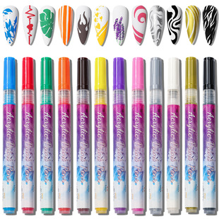 Cross-Border New Product Nail Art Pen Graffiti Pen Nail Polish Glue Pen Tracing Nail Dot Flower Pen Hook Line Pen Three-In-One Easy to Color
