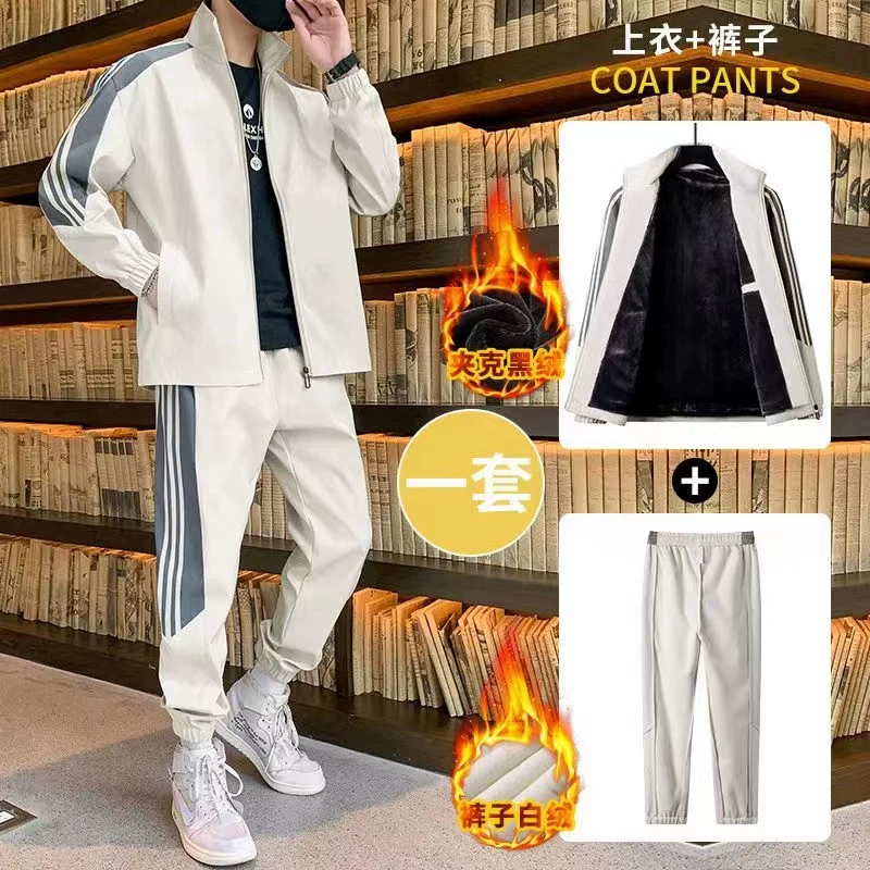 (Cross-border trading), Demi-season fashion trend fleece keep warm couple clothing for beloved, спортивный костюм