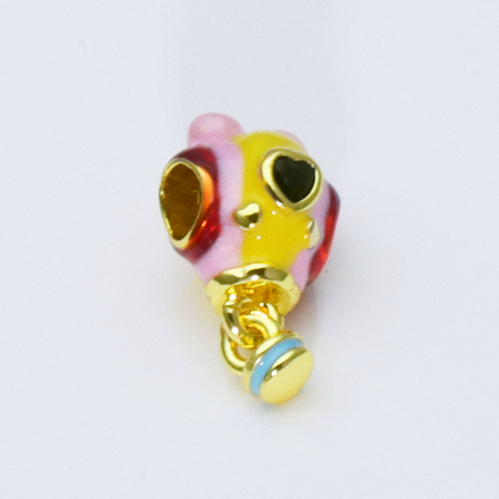 Bracelet jonc émaillé avec breloques pieuvre cœur avion colorées_voghion.com