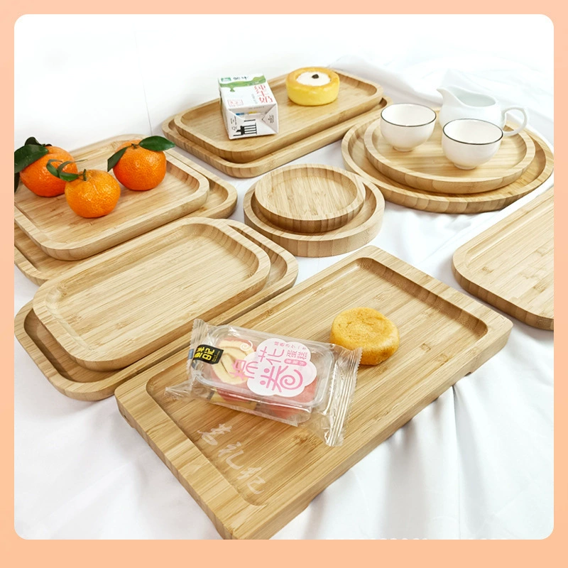 ✅ Бамбуковый поднос для отеля, домашний поднос для закусок, поднос для барбекю, тарелка для салата, деревянная посуда, чайный поднос, обеденная тарелка