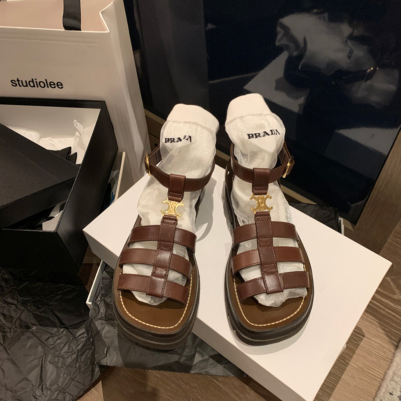 In-Stock Vintage Sandals for Women, Summer Thick-Soled Buckle Chanel-Style Fashion Casual Beach Roman Shoes, Comfortable and Stylish In-Stock Vintage Sandals for Women, Summer Thick-Soled Buckle Chanel-Style Fashion Casual Beach Roman Shoes, Comfortable and Stylish