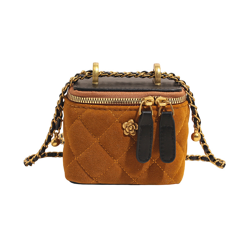 Caja de mano bordada de diamante bolso pequeño cuadrado para mujeres 2025 nuevo cross-border retro empalme cadena mochila de hombro