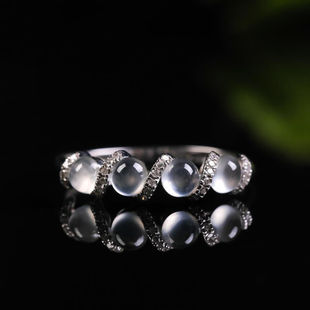 Original Design Light Luxury S925 Sterling Silver Inlaid Natural Chalcedony Ring High Ice Chalcedony Elegant Women's Ring