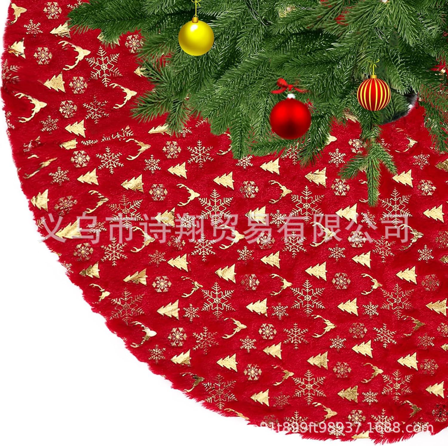 Falda para árbol de Navidad transfronteriza, falda para árbol de lentejuelas con copos de nieve nacarados, falda para árbol bordada de felpa blanca, decoración para árbol de Navidad