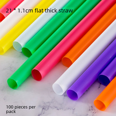 Amazon best-selling disposable pearl milk tea thick straw plastic PP 21cm colored flat mouth straight straw wholesale
