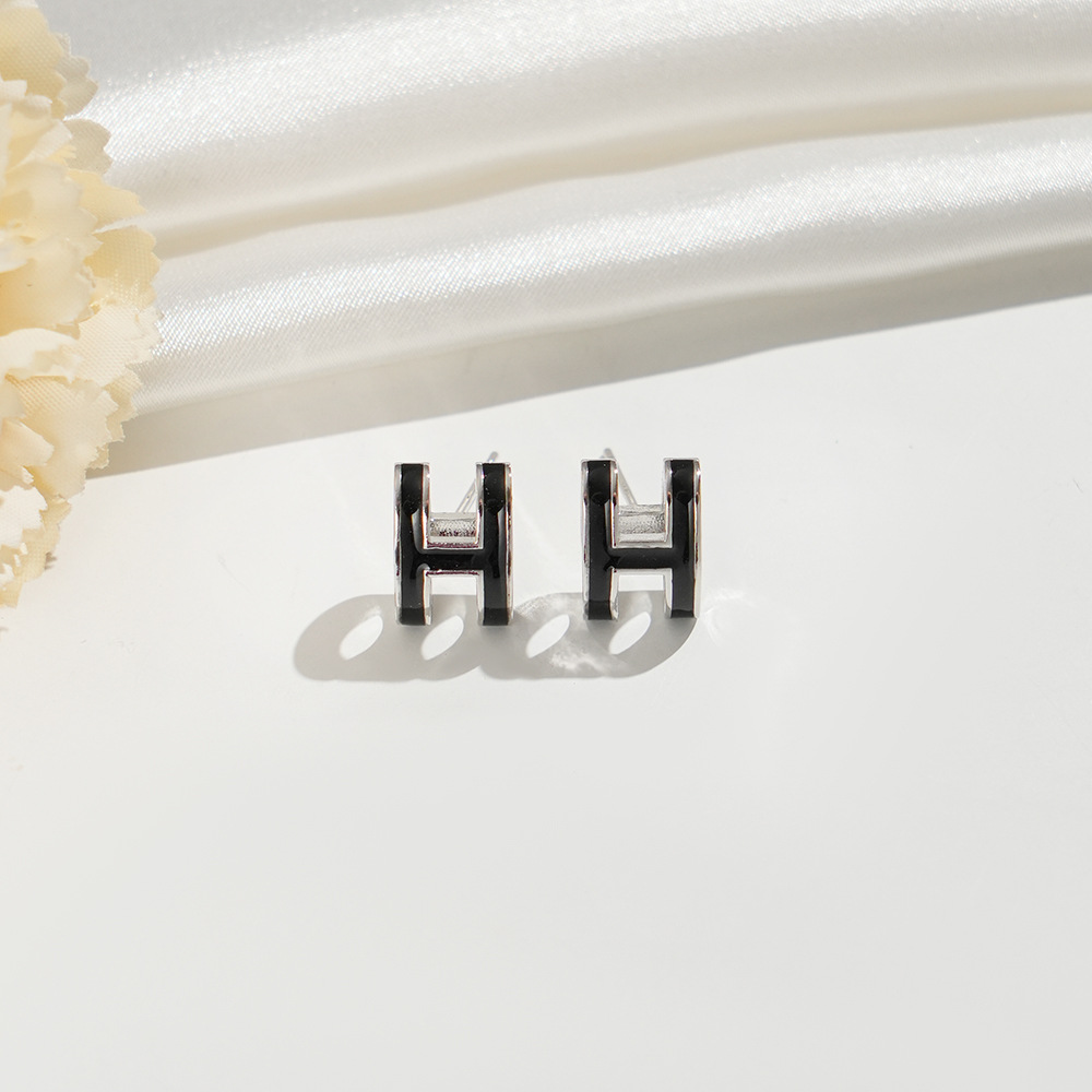 Steel black earrings