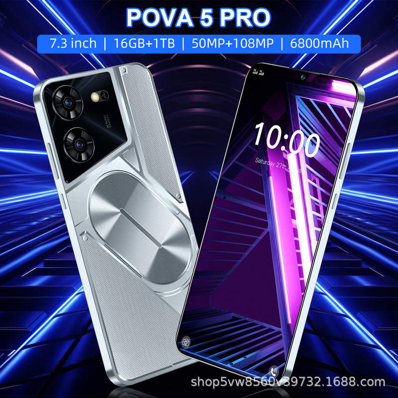 New Pova 5 Pro Cross-Border Android Phone 16+1t Smartphone Source Manufacturer Tk Can Ship on Behalf of Temu