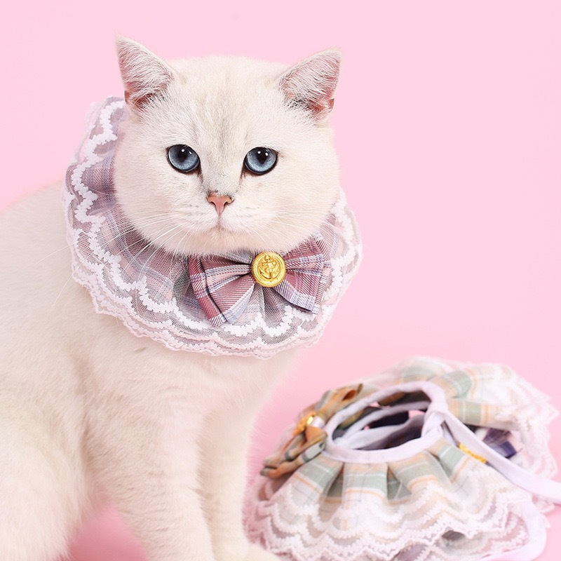 Collar de gato de encaje para perros collar de gato para perros collar de muñecas corto collar de muñecas de estilo pastoral artículos para mascotas
