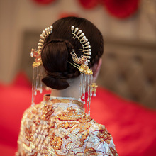 秀禾頭飾新娘古裝結婚中式婚禮大氣發簪套裝古風發飾秀禾服配飾女