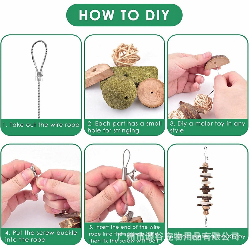 Hámster conejo lucia césped trenzado combinación de alfalfa bola de césped manzana dientes molares de madera cadena de vid bola juego DIY mordida