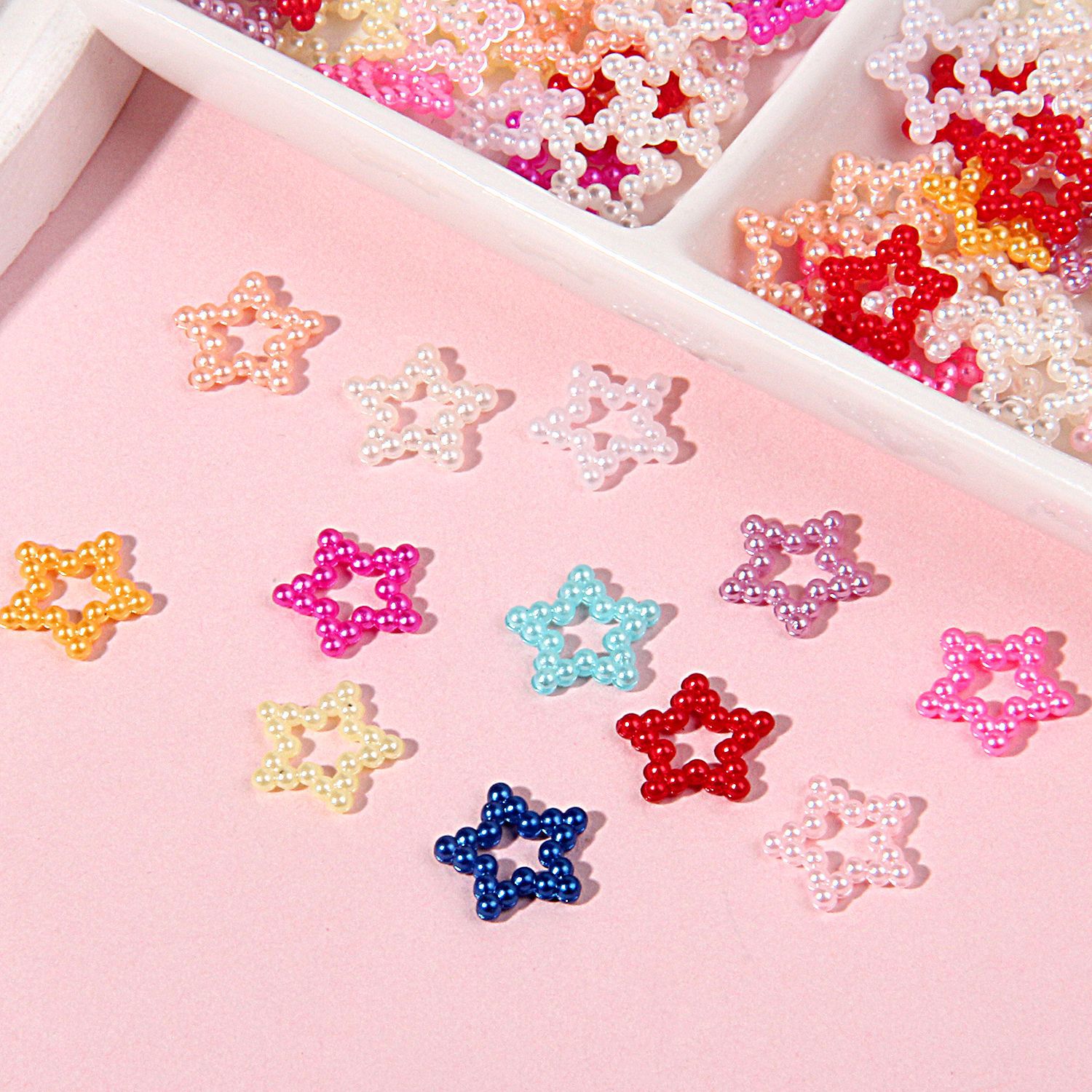 Artificial ABS perla hueco estrella de cinco puntas DIY crema teléfono móvil Shell material tocado accesorios fábrica ventas directas