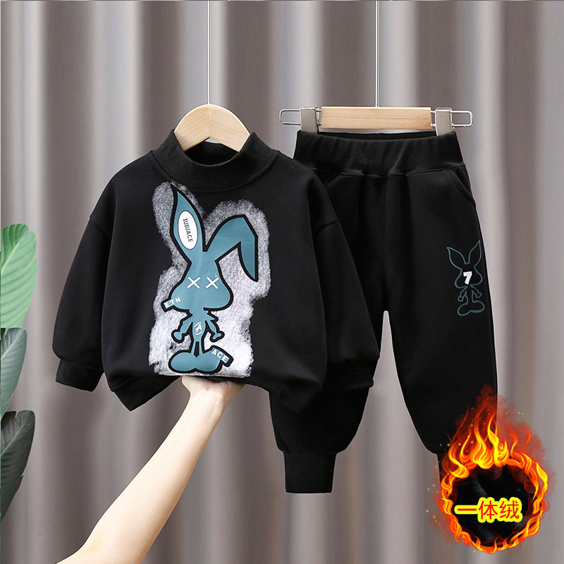 6548 Traje de terciopelo para niños, hermosa ropa de invierno 2024 nuevo suéter de bebé de estilo occidental, engrosamiento de moda de otoño e invierno para niños