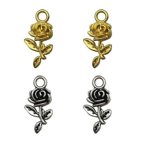 1 Alloy Rose Pendant Creative DIY Bracelet Necklace Pendant Accessory Vintage Alloy Mini Charms