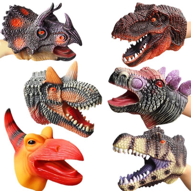 Dinosaurio garra de dinosaurio guantes de muñecas de goma blanda triceratosaurio tiranosaurio simulación animal modelo de juguete para niños