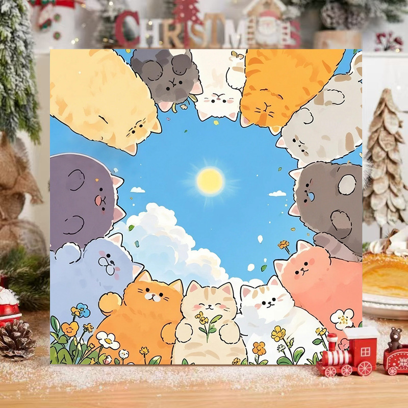 子猫デジタル油絵 diy 着色かわいい漫画動物手作り子供のシンプルな油絵装飾卸売|undefined
