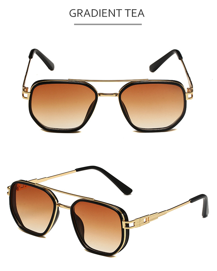 Retro Square Sunglasses For Men Uv Protection Metal Frame Style_voghion.com