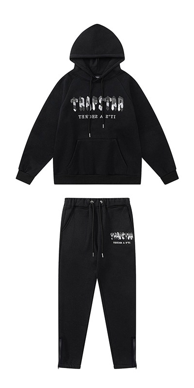 Trapstar Rainbow degradado carta cabeza de tigre bordado con capucha suéter pantalones largos deportes casual traje forrado de lana