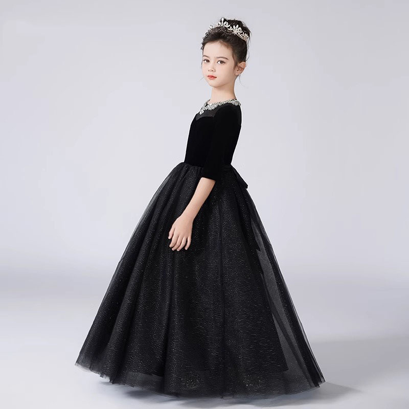 Children's Hepburn Style Princess Dress For Performance Events_voghion.com