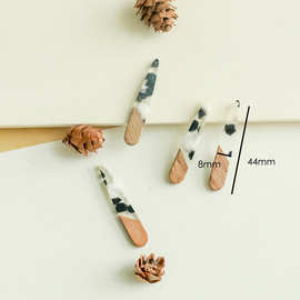 秋季新款树脂木头黑白颗粒拼接小水滴耳环耳坠饰品配件