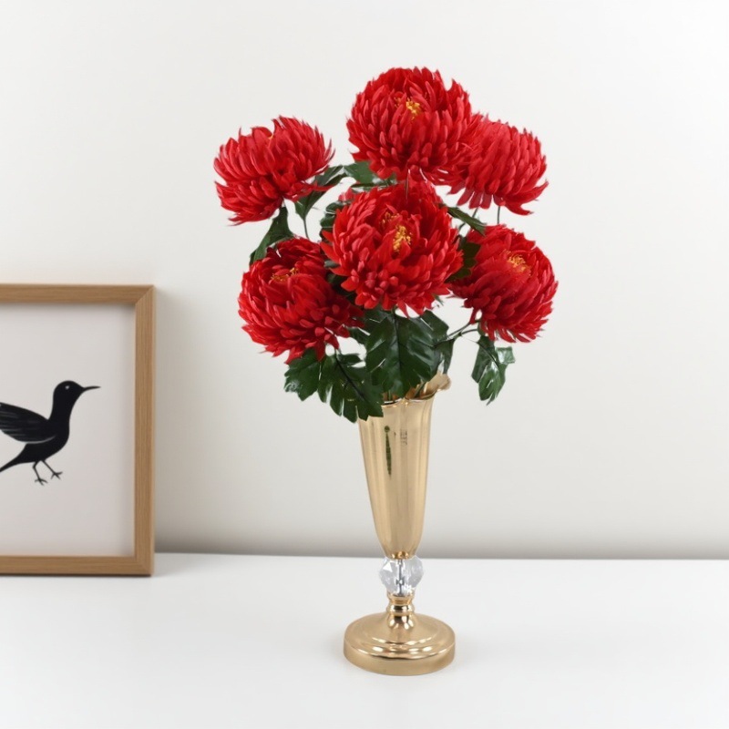 Flores artificiales de estilo europeo, crisantemo de 7 cabezas con forma de garra de dragón, decoración de bodas, arreglos florales, decoración de ventanas, ramo de flores artificiales decorativas