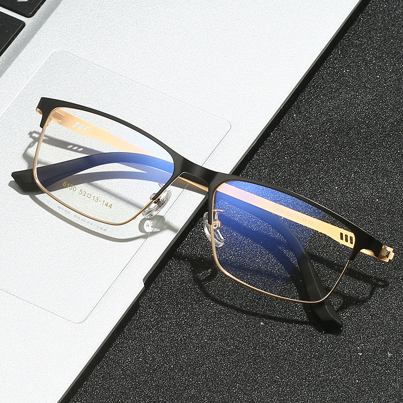 2023亚马逊爆款无螺丝铰链光学眼镜架中梁一体窄边商务眼镜6130