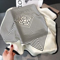 シンプルなストライプシルクシルクマルベリーシルク小さなシルクスカーフ女性のための春と秋の装飾スカーフ薄いガーゼスカーフ 53