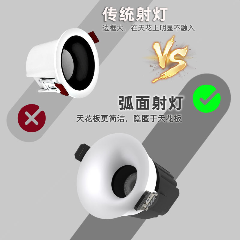 incrustado taza profunda anti-deslumbrante foco claro arco de colina invisible sin marco foco sala de estar sin lámpara principal downlight