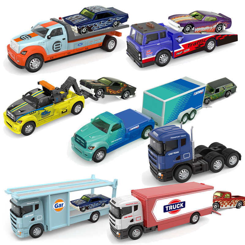 City Rescue Trailer Series Alloy City Transporter Model Car Car Sliding Children's Toys Wholesale