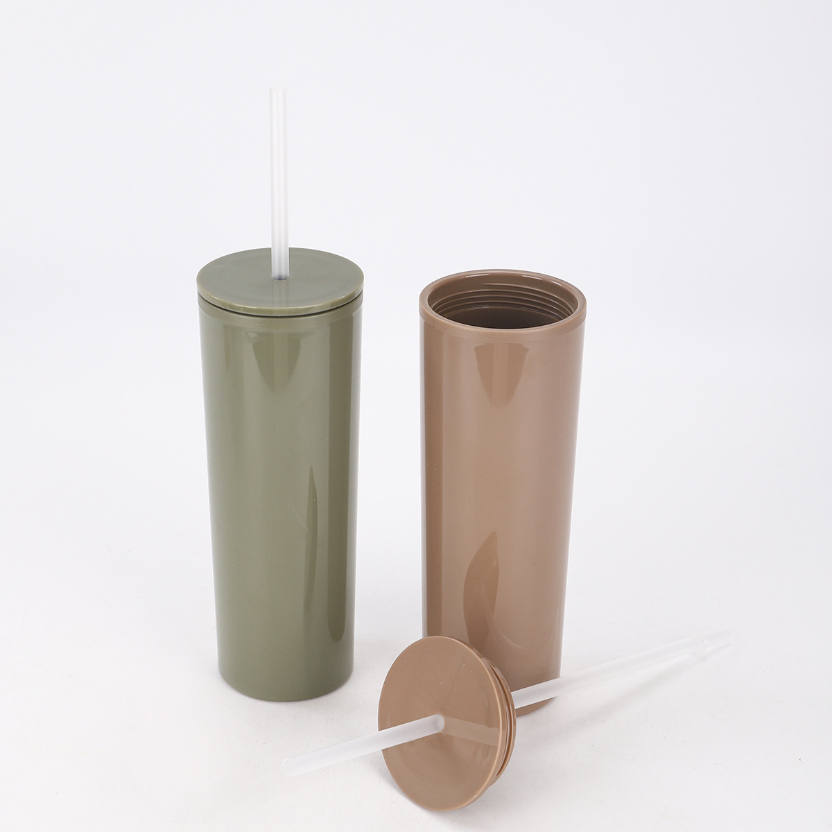 Nuevo 24oz taza de paja de vacío de gran capacidad moderna taza de plástico de cubierta plana taza de agua portátil al aire libre taza de regalo