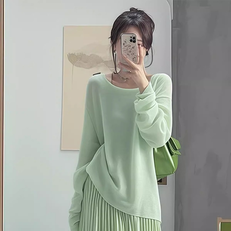 春秋穿搭一整套女新款时尚百搭网红宽松绿色上衣半身裙两件套装潮|undefined