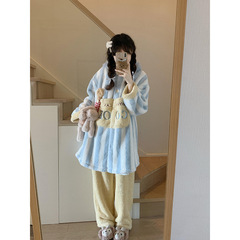 2025新款珊瑚绒睡衣女ins风秋冬季长袖法兰绒保暖加厚家居服套装