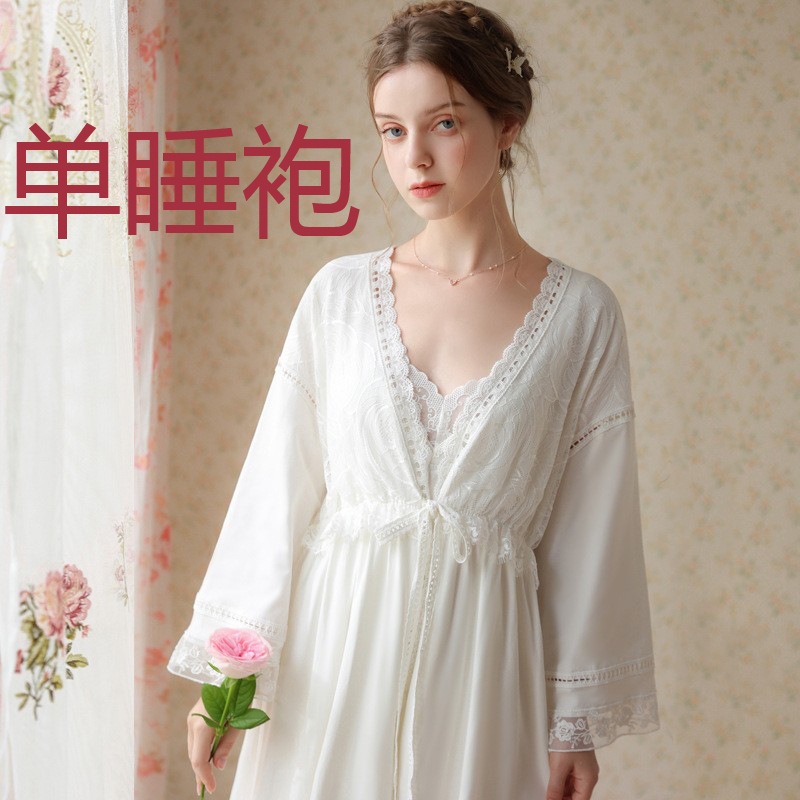 New Pajamas, Palace Style, Retro Princess, Spring and Autumn Long-Sleeved Long Skirt, Home Wear, Sexy Women's Lace Nightgown