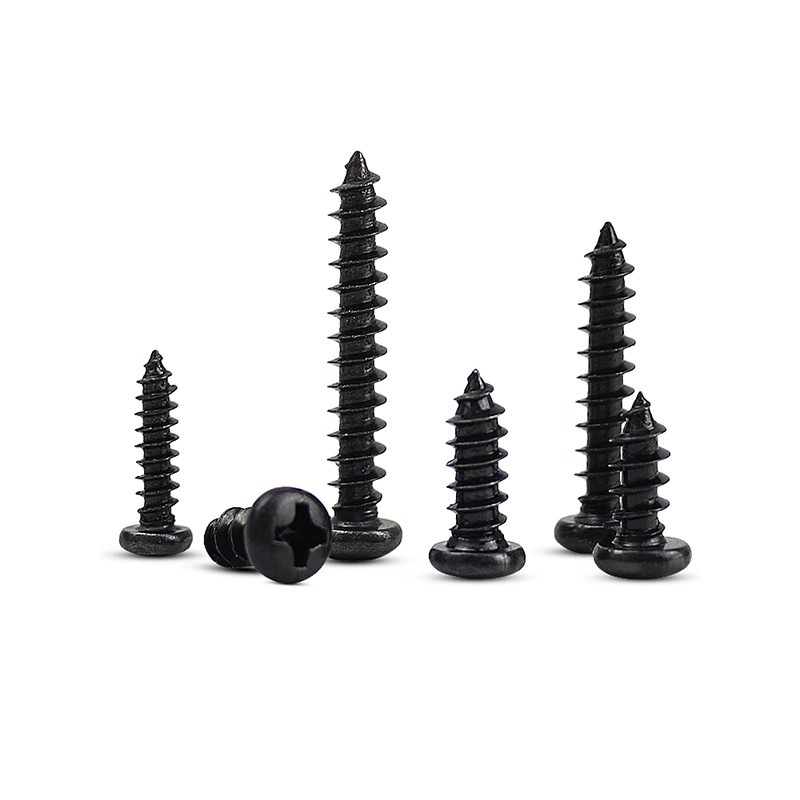 PA 크로스 라운드 헤드 셀프 태핑 나사 니켈 도금 검정색 팬 헤드 장난감 전자 정밀 소형 나사 M1M2M3M4