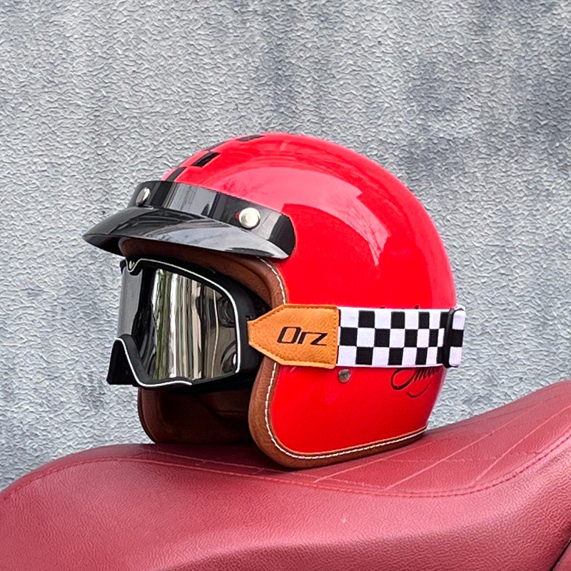 ORZ casco retro para hombres y mujeres certificado 3C motocicleta eléctrica 3/4 casco medio casco cuatro estaciones personalidad universal pareja
