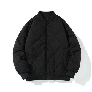 high quality Two-open Solid Color fleece-lined Diamond Baseball Suit Men's Cotton-padded Jacket Warm Loose Casual Fashion Brand Couple